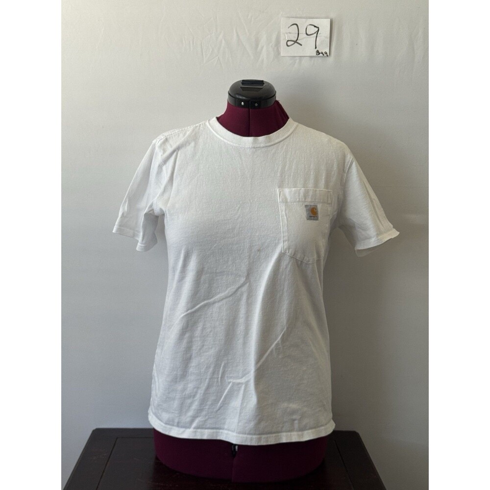 Carhartt Youth Loose Fit Pocket T Shirt White Size L 12/14  Workwear Logo Tee